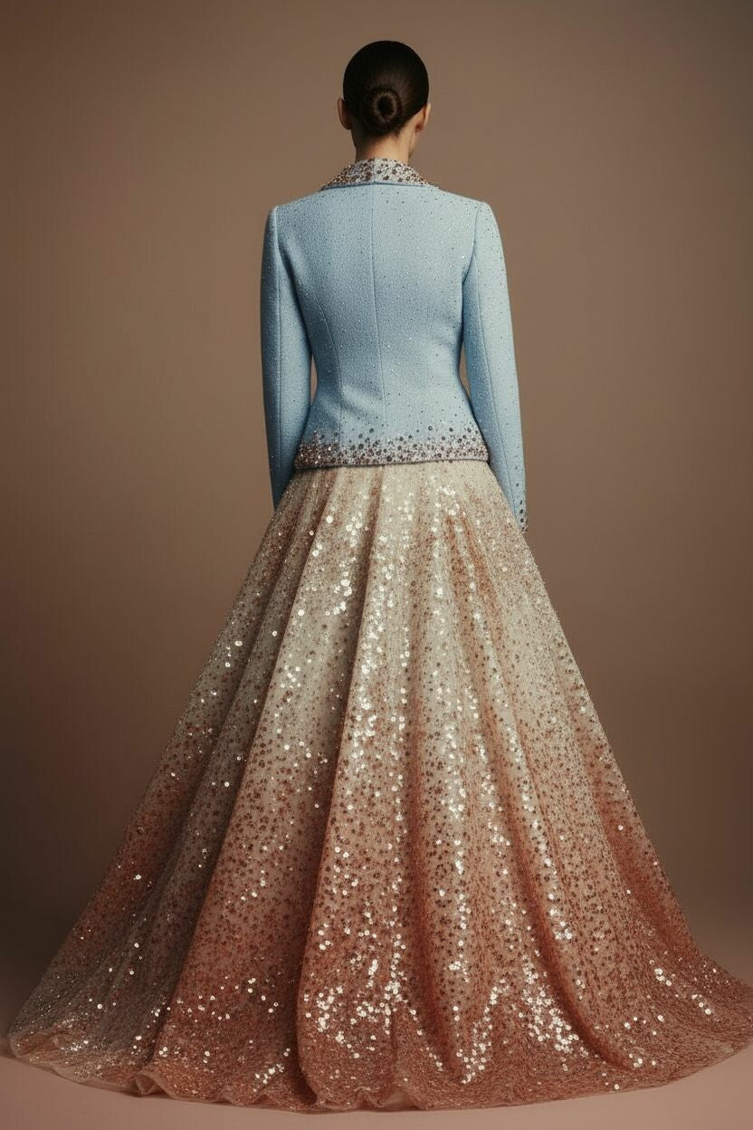 Deep Lagoon Dress with Arctic Coat