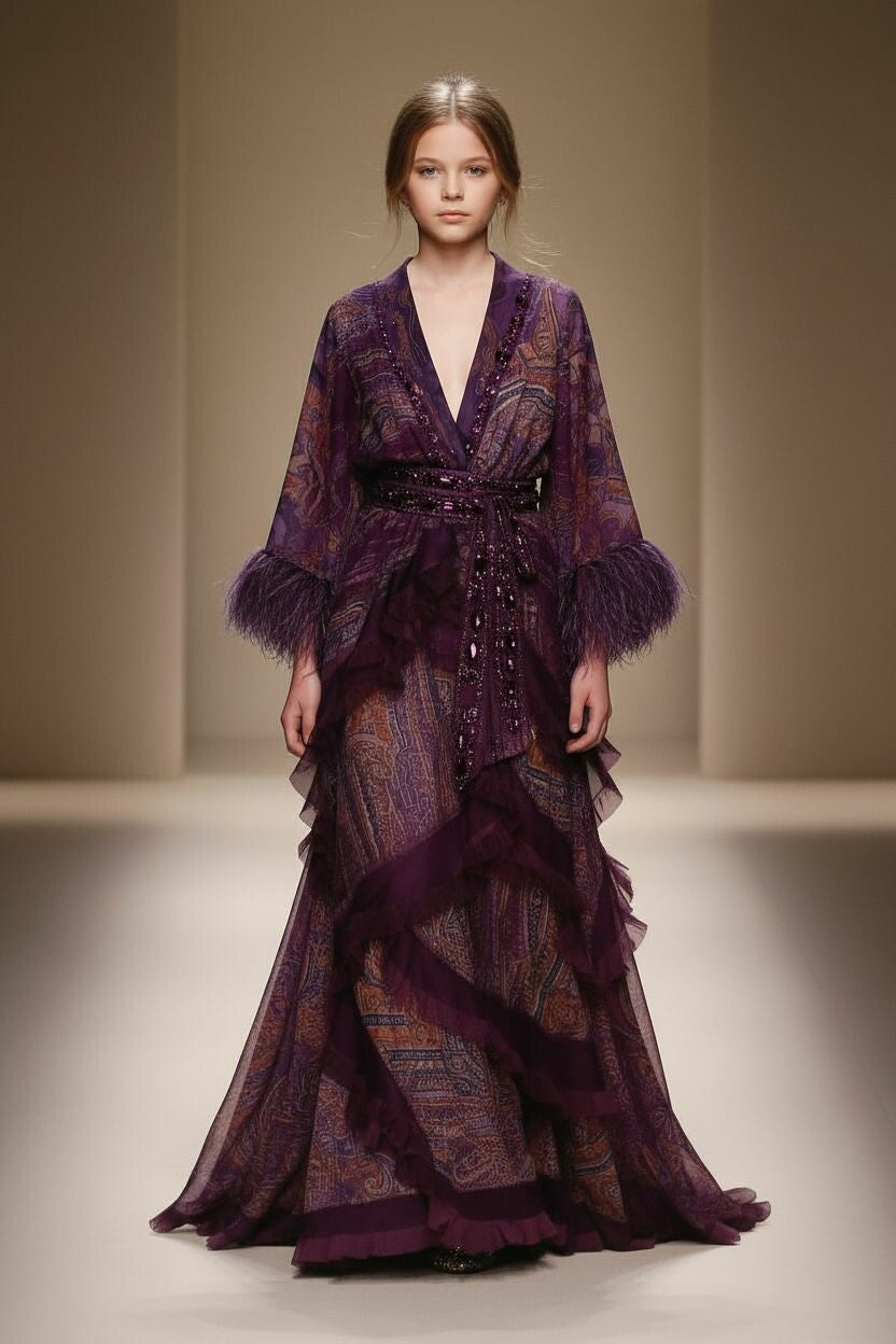 Lavander Drape Kimono for Little Girls